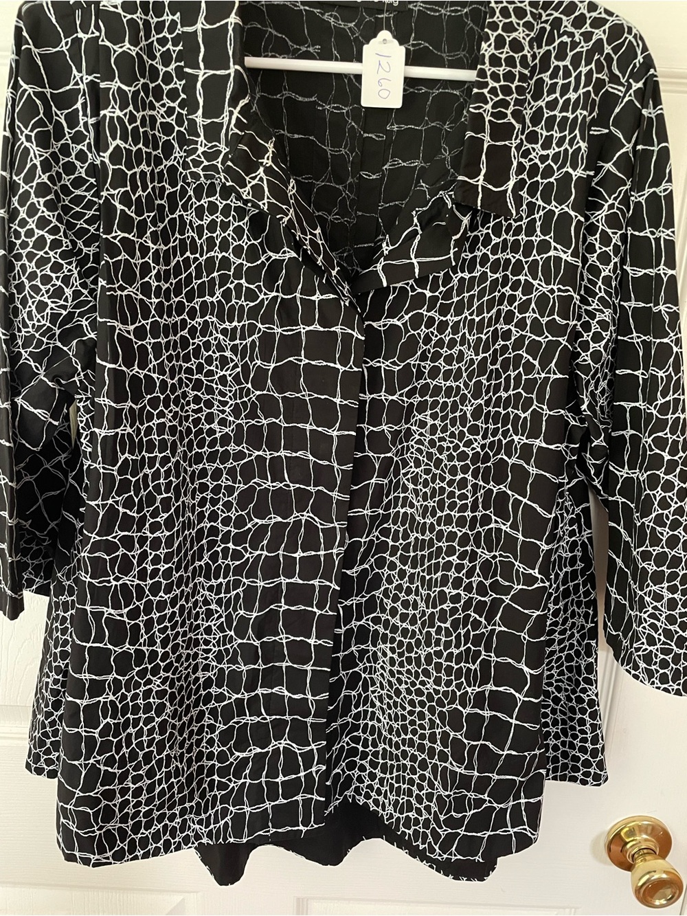 Snapdragon & Twig Black White Abstract Print Cotton Tunic Blouse Size L